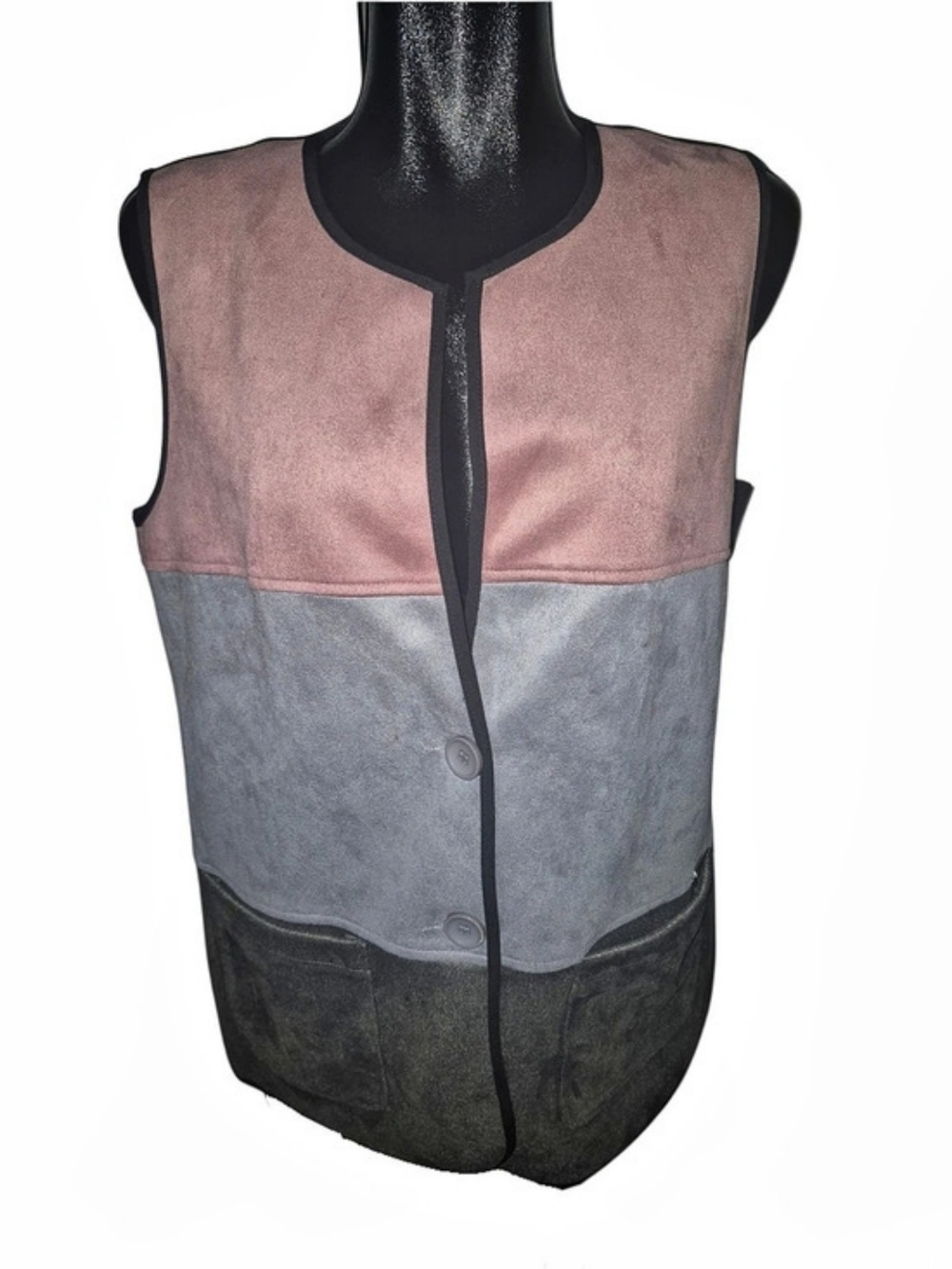 Grenier Classique Black, Pink And Grey Color Block Button-Up Vest Size 15